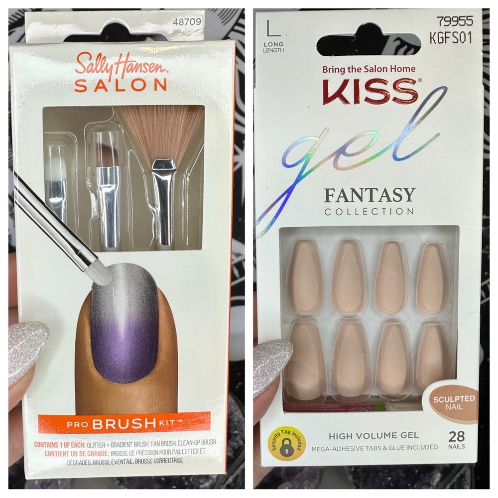 Sally Hanson Pro Brush Kit and Kiss Gel Fantasy Press on Nails, NIB